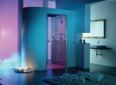Íves zuhanyfülke Lambda Wedi építőlemezzel kialakítva - fürdő / WC ötlet, modern stílusban