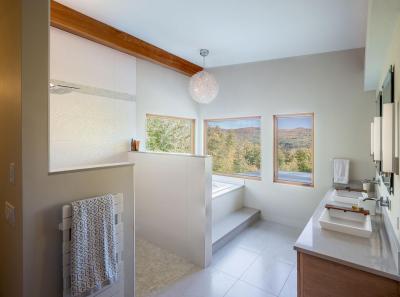 Elkülönített funkciók a fürdőben - fürdő / WC ötlet, modern stílusban