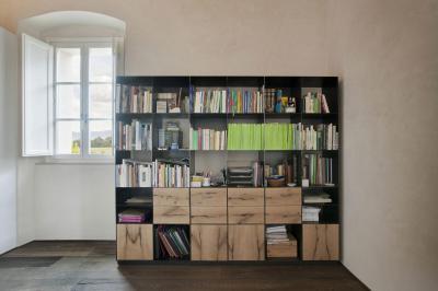 Könyvespolc nyitott és zárt elemekkel - belső továbbiak ötlet