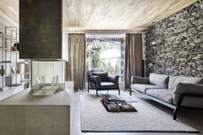 Biokandalló a nappaliban - nappali ötlet, modern stílusban