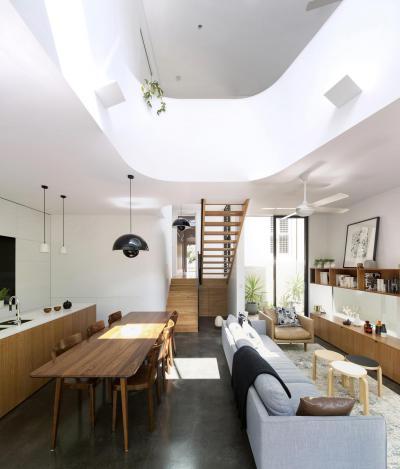 Nappali konyhával és étkezővel - nappali ötlet, modern stílusban