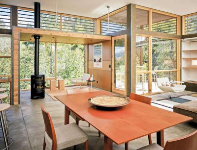 Üvegfalú nappali - nappali ötlet, modern stílusban