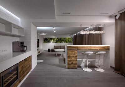 Natúr fehér konyha - konyha / étkező ötlet, modern stílusban