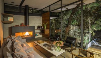 Veranda kandallóval - erkély / terasz ötlet, modern stílusban