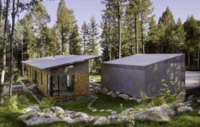 Modern épület nagy kerttel - homlokzat ötlet, modern stílusban