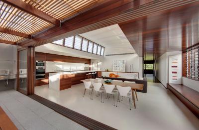 Konyhával egybenyíló terasz - erkély / terasz ötlet, modern stílusban