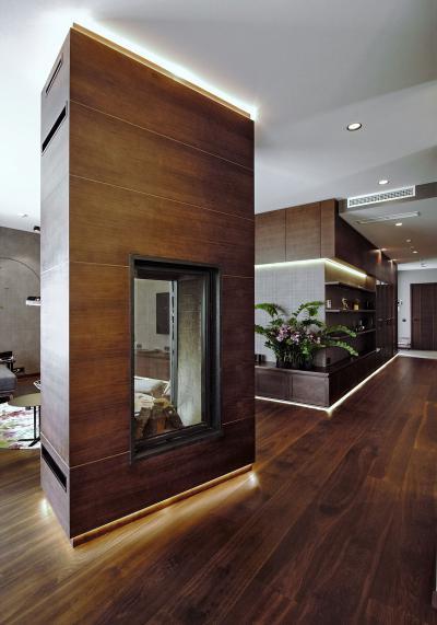 Kandalló térbeállítva - nappali ötlet, modern stílusban