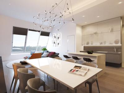 Szobaszerű konyha - konyha / étkező ötlet, modern stílusban