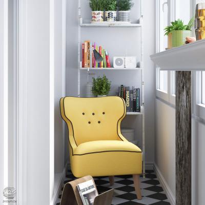 Mini veranda olvasósarokkal - belső továbbiak ötlet, modern stílusban