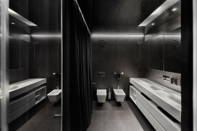 Fürdő feketében - fürdő / WC ötlet, modern stílusban
