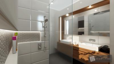 Fa anyagok és hidegburkolat a fürdőben - fürdő / WC ötlet, modern stílusban