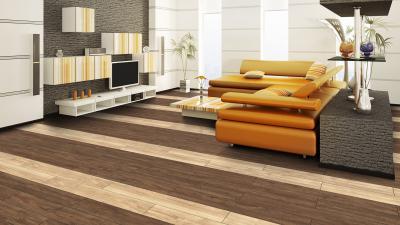 Vinyl padló a nappaliban - nappali ötlet, modern stílusban