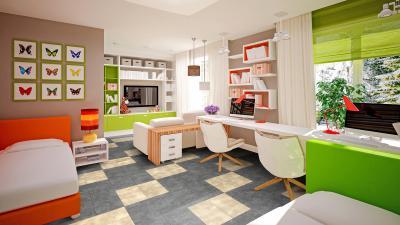 Vinyl padló a gyerekszobában - gyerekszoba ötlet, modern stílusban