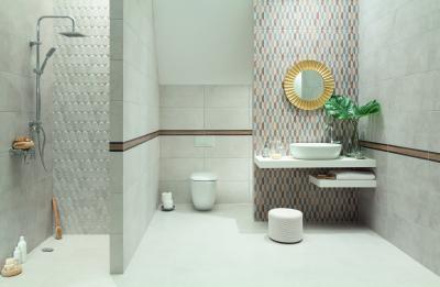 Változatos megjelenésű burkolatok a fürdőben - fürdő / WC ötlet, modern stílusban