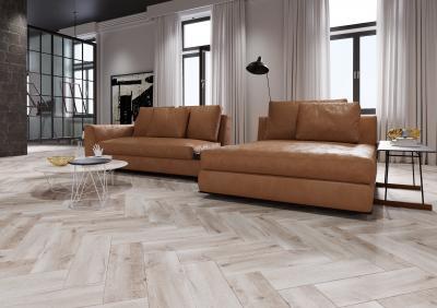 Halszálkába rakott hidegburkolat a padlón - nappali ötlet, modern stílusban