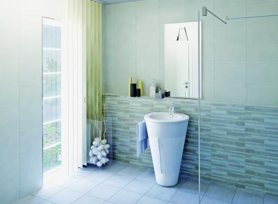 Dekoratív csempe a fürdőben - fürdő / WC ötlet, modern stílusban