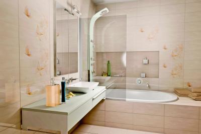 Mintás csempe a fürdőben - fürdő / WC ötlet, modern stílusban