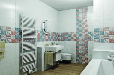 Dekoratív csempe a fürdőben - fürdő / WC ötlet, modern stílusban