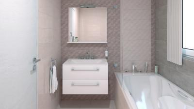 Dekoratív csempe a fürdőben - fürdő / WC ötlet, modern stílusban