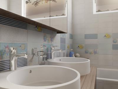 Változatos falicsempék - fürdő / WC ötlet, modern stílusban