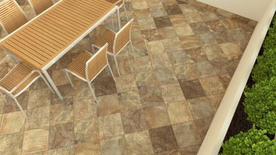 Kőhatású burkolat a teraszon - erkély / terasz ötlet, modern stílusban
