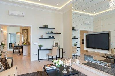 Belvárosi nappali fekete-bézs színekben - nappali ötlet