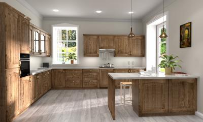 Rusztikus tömörfa konyhabútor - konyha / étkező ötlet