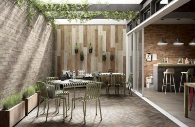 Fahatású burkolat kül- és beltéren - erkély / terasz ötlet, modern stílusban