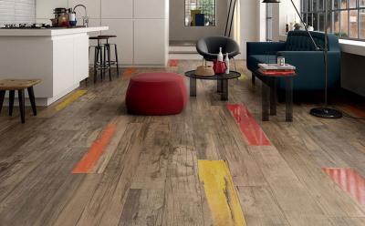 Fahatású hidegburkolat a padlón - konyha / étkező ötlet, modern stílusban