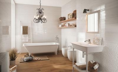 Fürdőszoba változatos hidegburkolatokkal - fürdő / WC ötlet, klasszikus stílusban