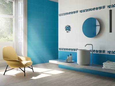 Kék fehér fürdőszoba - fürdő / WC ötlet, modern stílusban