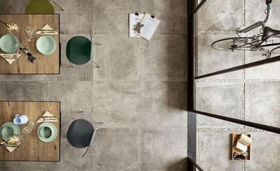 Kőhatású padlóburkolat - konyha / étkező ötlet, modern stílusban