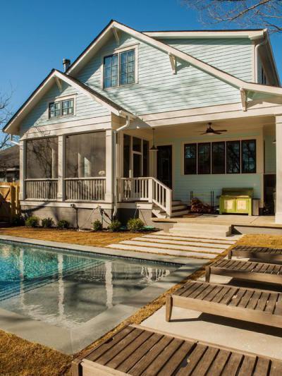 Medence napozóággyal - homlokzat ötlet