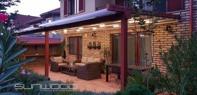 Pergola világítással - erkély / terasz ötlet, modern stílusban