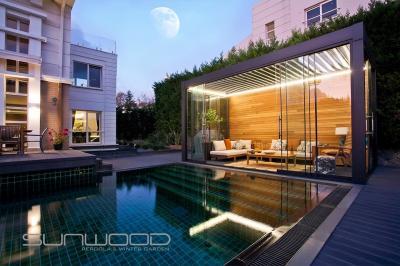 Pergola tolóajtóval - erkély / terasz ötlet, modern stílusban