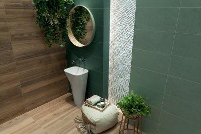 Fahatású csempe - fürdő / WC ötlet, modern stílusban