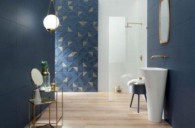 Különleges kék csempék - fürdő / WC ötlet, modern stílusban
