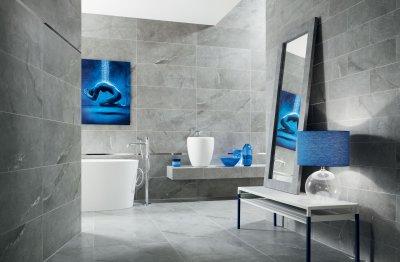 Márványos csempe - fürdő / WC ötlet, modern stílusban