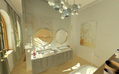 Eklektikus otthon fürdője a budai várnegyedben - fürdő / WC ötlet