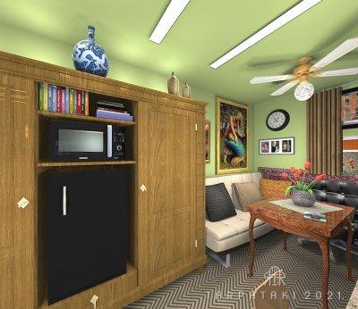 Szupermini garzon 11 négyzetméteren - konyha / étkező ötlet