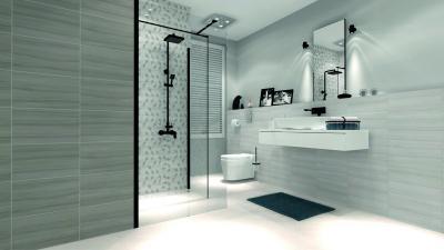 Kőhatású csempe - fürdő / WC ötlet, modern stílusban