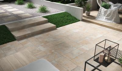 Kültéri burkolat változatos lerakással - erkély / terasz ötlet, modern stílusban
