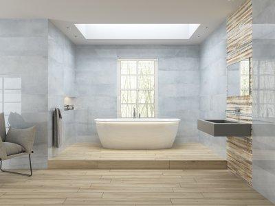 Térben álló fürdőkád - fürdő / WC ötlet, modern stílusban
