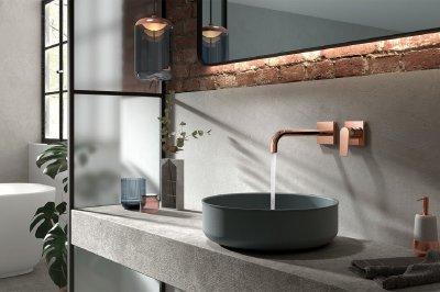 Rosegold falsík alatti csaptelep - fürdő / WC ötlet, modern stílusban