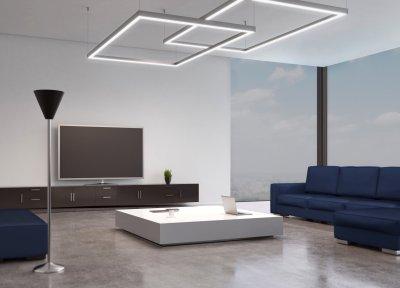 Modern függesztett LED világítás - nappali ötlet