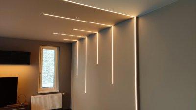 Gipszkartonba süllyeszthető LED profil - nappali ötlet, modern stílusban