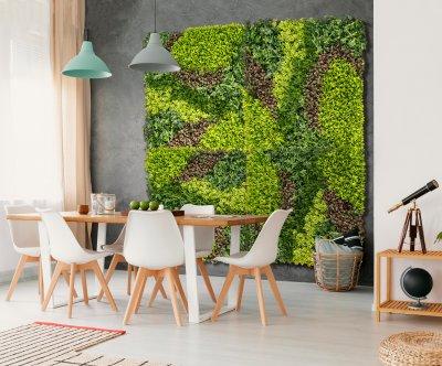 Vertical Costa zöldfal vegyes levelekkel - nappali ötlet, modern stílusban