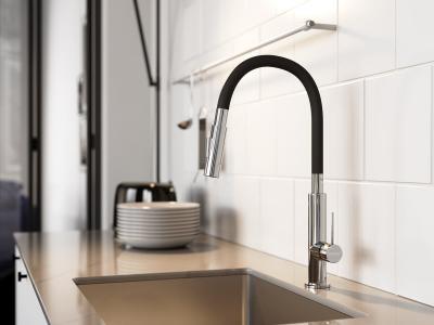 Kétfunkciós rugalmas csaptelep - konyha / étkező ötlet, modern stílusban