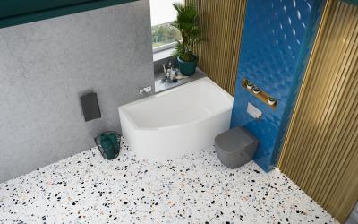 Minima aszimmetrikus kád - fürdő / WC ötlet, modern stílusban