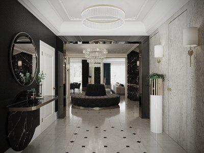 Luxus villa bejárat - előszoba ötlet, modern stílusban